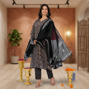 Label By Ritika Luhadia Women's <b>3</b>-Piece Viscose <b>Set</b> Digital <b>Print</b> V-Neck Top Pant Dupatta - Product Image 2