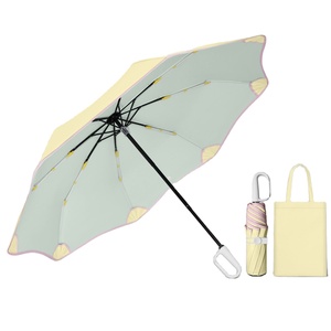 Parapluie à bouton-pression entièrement automatique à 8 baleines, design de sécurité à bords arrondis, garniture rose, coloré, en tissu nylon 190T, protection solaire - Product Image 1