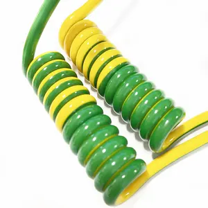 كابل طاقة نحاسي أصفر وأخضر أرضي بحجم مخصص معزول بـ PVC/PU لكابلات الأسلاك حلزونية أرضية