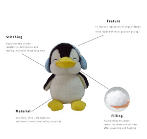 Jouets en peluche CE CPC personnalisés avec votre propre design, grand pingouin souriant, jouets en peluche apaisants pour bébé - Product Image 6