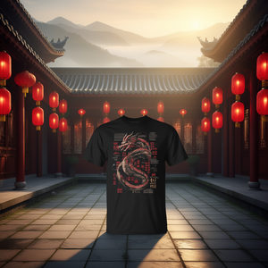 T-Shirt con Calligrafia Cinese Drago Yin Yang, Taglia S, Unisex, Collo Tondo, Manica Corta, Stampa Digitale, Abbigliamento Promozionale - Product Image 2