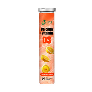 Tabletas Efervescentes de Calcio y Vitamina D3 con Sabor a Limón y Lima, Tabletas de Suplemento Efervescente de Calcio y Vitamina D3 con Delicioso Sabor - Product Image 1