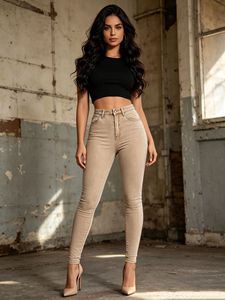 Les vêtements pour femmes européennes et américaines sont extrêmement simples et de couleurs pures, avec des jeans élastiques et des shorts courts tendance. - Product Image 1