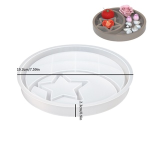 Moldes de silicona para posavasos de resina, moldes de epoxi para bandejas de tazas, moldes redondos de luna y estrella para almacenamiento, venta al por mayor - Product Image 6