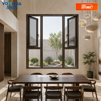 Ventana Abatible de Doble Panel con Vidrio Transparente para Proyectos Modernos de Interiores de Salas de Estar