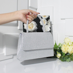 New Arrival In-stock PVC Square <b>Evening</b> <b>Bag</b> Niche Mini Fine Glitter Sequin Handheld Banquet Clutch - Product Image 3