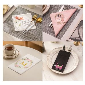 Serviettes de cocktail personnalisées imprimées en papier 3 plis avec logo - jetables pour fêtes et mariages - Product Image 3