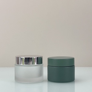Pot à crème rond en verre vert de 10g, 15g, 20g, 30g, 50g, 100g avec couvercle en plastique - Product Image 2