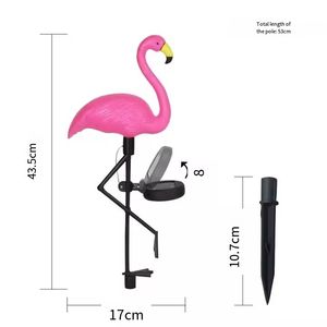 Solar LED PVC waterdichte roze flamingo-staaklampen voor buiten, tuin, gazon, decoratie, patio, vijver, grond, achtertuin - Product Image 2