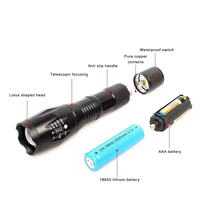 Lampe torche LED rechargeable USB en alliage d'aluminium 1000 lumens IP44 résistante aux éclaboussures pour extérieur XML T6 Zoomable CRI 80 6000K