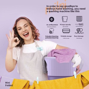 Laveuse/sécheuse électrique portable mini tout-en-un pliable avec essorage pour dortoir et usage domestique, idéale pour les sous-vêtements de bébé - Product Image 2