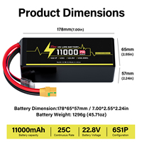 Высоковольтный LiPo аккумулятор 22.8В 11Ач 25C 6S1P в мягком корпусе для промышленного применения, для БПЛА с длительным временем полета, VTOL, самолетов с фиксированным крылом и тяжелых дронов