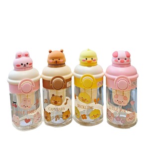 C213 Cute Cartoon Straw Cup Botella de <span class=keywords><strong>vidrio</strong></span> recubierta de <span class=keywords><strong>agua</strong></span> para beber directamente Capacidad de 400ml para <span class=keywords><strong>agua</strong></span> <span class=keywords><strong>mineral</strong></span> - Product Image 5