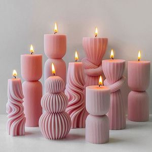 Rope Knot Pillar Silicone Mould Stereo Striped Aromatherapy Candle Abrasives DIY Candlestick Ornaments Disposable - Product Image 4