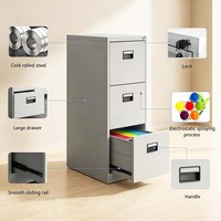 Armoire de classement en acier à 4 tiroirs, meuble de rangement métallique pour bureau, structure démontable