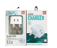 UK-Stecker 40W Schnellladung PD Typ-C Adapter 3-Pin-Buchse Tipo C USB-C Wandladegerät Netzteil mit Einzelhandelsverpackung
