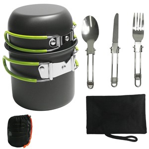Outdoor Cookware Set 1-2L Nonstick Portable <b>Camping</b> <b>Kitchen</b> With Utensils For Hiking Travel - Product Image 1