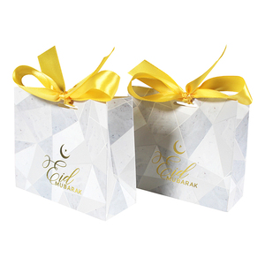 Factory Price Spot Eid Mubarak marbled sugar box Eid al-Fitr gift bag Ramadan festival ins wind decoration supplies