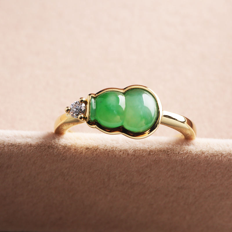 Wholesale Customization Gold Plated Moissanite Calabash Jade Rings