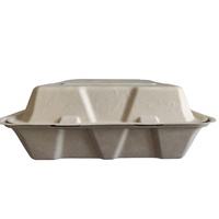 Contenants alimentaires biodégradables à emporter en bagasse de canne à sucre, boîtes à hamburger jetables écologiques pour restaurants