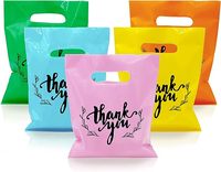Sacs Petite marchandise en plastique Merci Logo Shopping PE pour Petite Entreprise Couleurs Assorties Personnalisées Sacs d'épicerie Carton Accepté