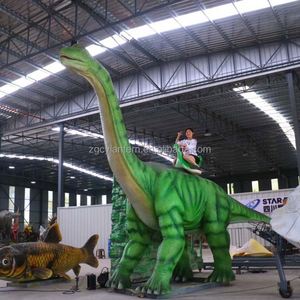 Modèle de dinosaure à long cou animatronique, statue réaliste de saurophage géant avec escalier en pierre pour la décoration de parcs à thème - Product Image 2