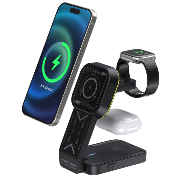15 Watt Wireless Charger Foldable Multifunctional High-speed Charging 3-in-1 Magnetic Wireless Charger Stand Foldable 15