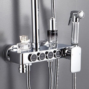 Shower Set Thermostatic All Copper Faucet Pressurized Rain Shower Head Overhead Adjustable For Home Use - Product Image 1