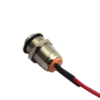Interrupteur à bouton-poussoir en métal 12mm en acier inoxydable 12V 10cm interrupteur en métal à bouton-poussoir momentané avec faisceau de câbles noir rouge