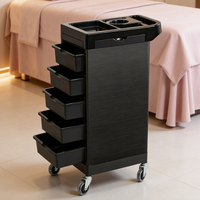 Chariot de Barbier Noir Professionnel avec Roues pour Salon de Coiffure et Esthétique – Vente en Gros