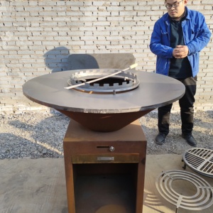 Barbecue au charbon de bois en acier Corten pour extérieur, certifié CE, facile à nettoyer, assemblé pour une utilisation en <span class=keywords><strong>cuisine</strong></span> <span class=keywords><strong>extérieure</strong></span> ou comme foyer. - Product Image 3