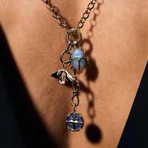 DIY Simple Color Cruz collar Escarabajo octogonal estrella Luna colgante Acero inoxidable Animal chapado en oro cadena de eslabones estilo de moda - Product Image 5