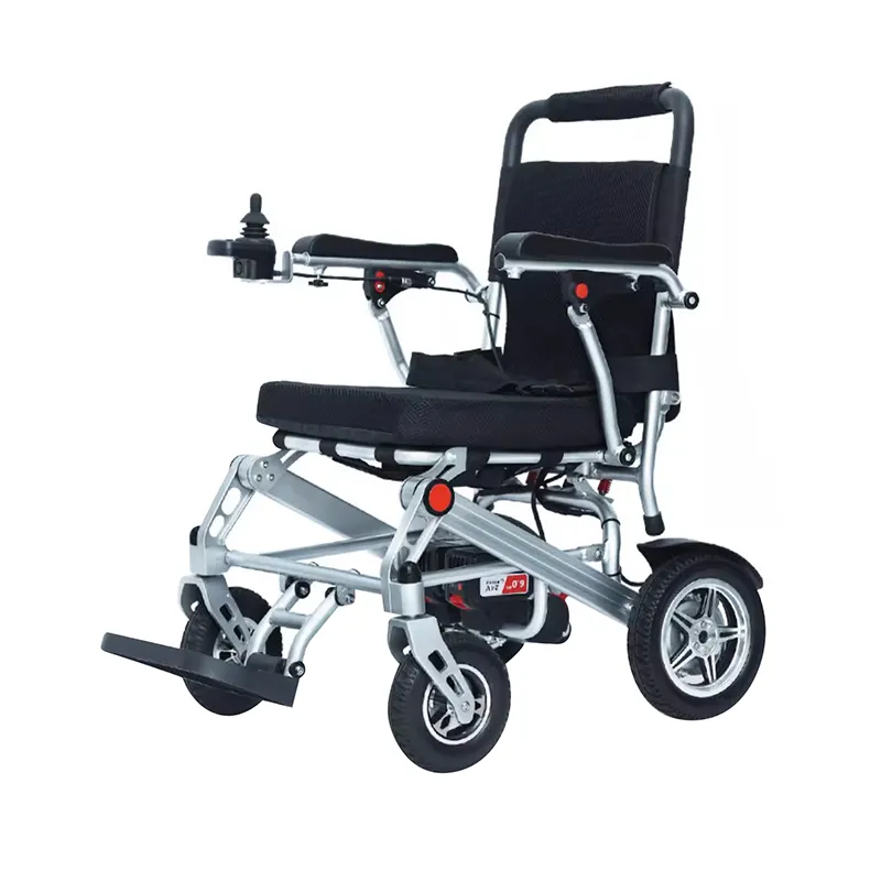 Cadre en alliage d'aluminium pour handicapés avec fauteuil réglable Portable 6.6 AH * 2 Batterie au lithium Fauteuil roulant électrique pliant facile