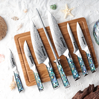Grandsharp manche d'ormeau acier damas AUS10 noyau d'acier 67 couches ensemble de couteaux de cuisine damas Chef Kiritsuke couteau utilitaire