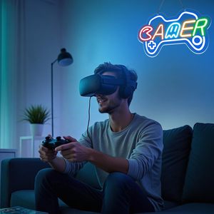 Enseigne néon LED USB dimmable en acrylique pour manette de jeu, idéale pour l'aménagement de salle de jeu, chambre à coucher, salle de streaming, décoration murale esthétique - Product Image 4