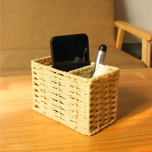 3 scomparti carta corda tessuto a mano scrivania Organizer cesto portaoggetti per cellulare telecomando <span class=keywords><strong>porta</strong></span> <span class=keywords><strong>penna</strong></span> per ufficio - Product Image 5