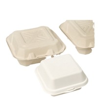 Envases de Alimentos Desechables Biodegradables y Compostables con Logotipo Personalizado, Aptos para Microondas, con Tapa, de Pulpa de Fibra de Caña de Azúcar