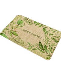 Tapis de sol en lin naturel avec imprimé feuilles tropicales - Tapis d'entrée antidérapant pour la décoration de la maison