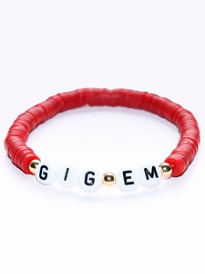 Braccialetto personalizzato personalizzato per il giorno del gioco bracciale con perline per la scuola del College bracciale con lettere personalizzate - Product Image 3