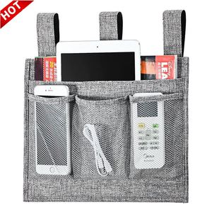 Top Sales Adjustable Linen Fabric <b>Collapsible</b> Hanging Bedside Caddy <b>Storage</b> Organizer Bed Folding <b>Storage</b> Bags Home Organization - Product Image 1