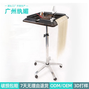 Chariot de salon pour extensions de cheveux, plateau 40x40cm, hauteur réglable, acier inoxydable, avec roulettes, pour usage en salon de beauté - Product Image 3