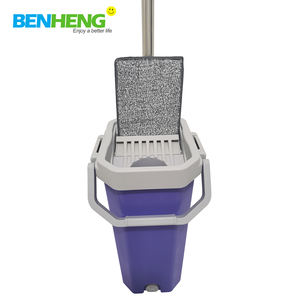 Serpillère plate en microfibre en gros avec <span class=keywords><strong>seau</strong></span> à essorage mains libres, nettoyage à 360°, conception facile à utiliser <span class=keywords><strong>pour</strong></span> les sols en bois, best-seller - Product Image 1