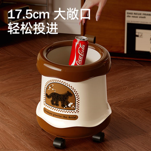 Romantic Art Trash Can 12L Cylindrical With Wheels Indoor Use - Product Image 3