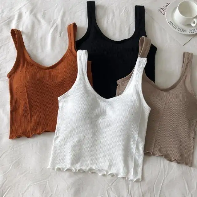 Streetwear Push Up Cropped Top for Female Lounge Solid Color Casual Sexy Lingerie Wirefree Camisole Fashion Girl Women Tank Top