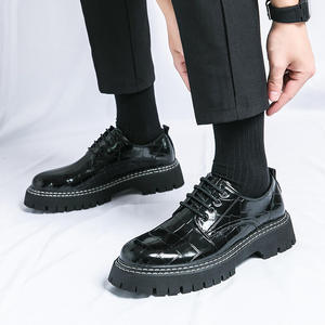 2026 New Style Men's Closed Toe Slip-On Leather Dress <b>Shoes</b> & Oxfords Check Pattern Office & Career Customized Wholesale - Product Image 6