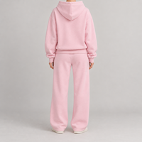 Ensemble de survêtement décontracté pour femme, personnalisé OEM, avec sweat à capuche et pantalon de survêtement à jambes larges, couleur unie, coupe oversize, fabricant de marque privée