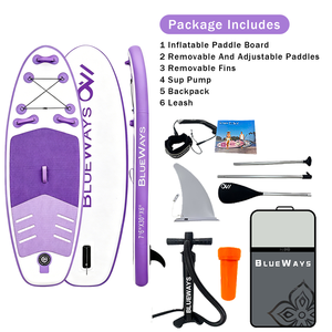 SUP <span class=keywords><strong>gonflable</strong></span> pour enfants de qualité supérieure, <span class=keywords><strong>violet</strong></span>, 228x76x15cm, planche à pagaie junior durable en Drop Stitch de 6 pouces, vente en gros, usine OEM, BSCI - Product Image 4