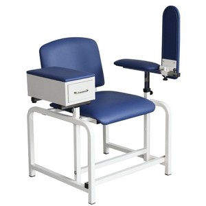 Silla de donación de sangre con reposabrazos manual ajustable en altura y cajón para uso médico - Product Image 4
