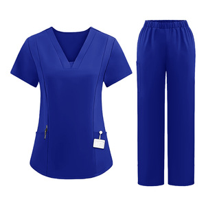 Women Medical Scrub <b>Set</b> Knitted Moisture Wicking Split Design Hospital Uniforms For Nurses <b>Doctors</b> - Product Image 5