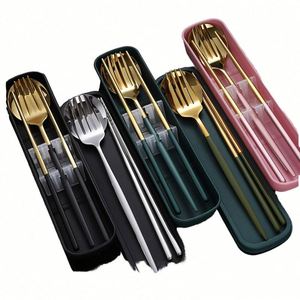Juego de Cubiertos Portátil de Acero Inoxidable, Precio de Fábrica al por Mayor, Incluye Cuchillo, Tenedor y Cuchara, Juego de Tres Piezas de Metal - Product Image 1